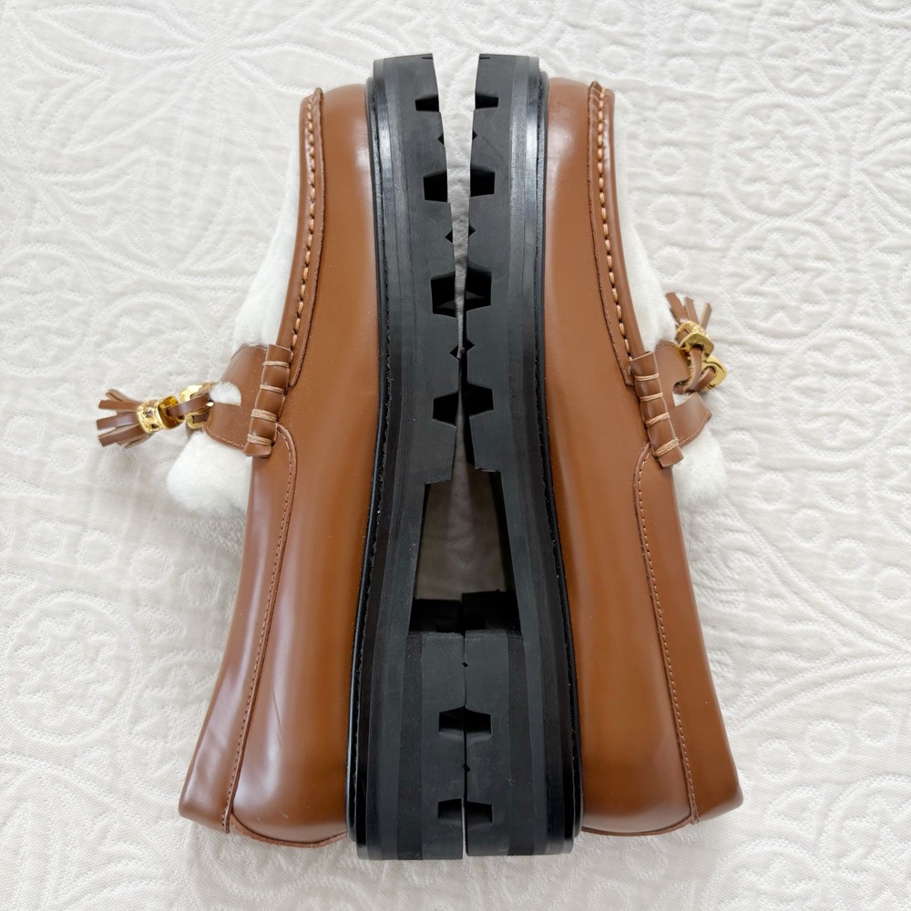 Celine Margaret‎ Triomphe Shearling Tassel Loafers Sz 39 - Picture 4 of 8